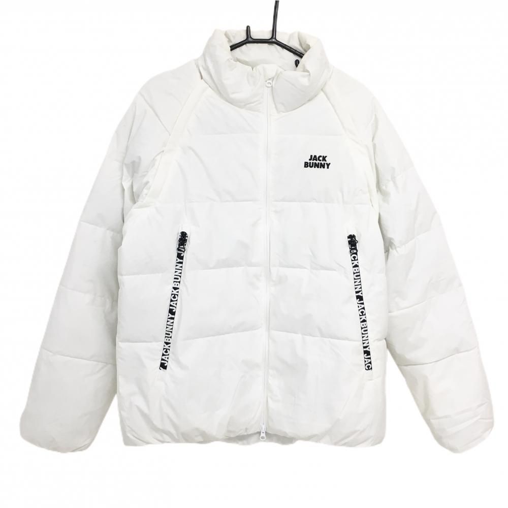 ジャックバニー 2WAY中綿ジャケット 白 ジップロゴ 袖着脱可 メンズ 7 XXL ゴルフウェア モデル 大きいサイズ Jack Bunny