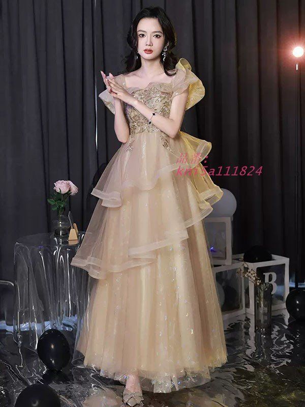 イブニングドレス 大人 ピアノ 発表会 ロングドレス アシンメトリードレス オフショルダー 肩出し 演奏会用ドレス 袖付き 成人式ドレス kni5a111824 MAAHADDERANG_COM