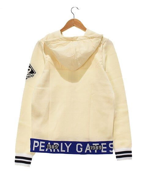 パーリーゲイツ メンズ Ｍサイズ 長袖ニットフーディー 秋冬 ホワイト系｜古着ゴルフウェア
