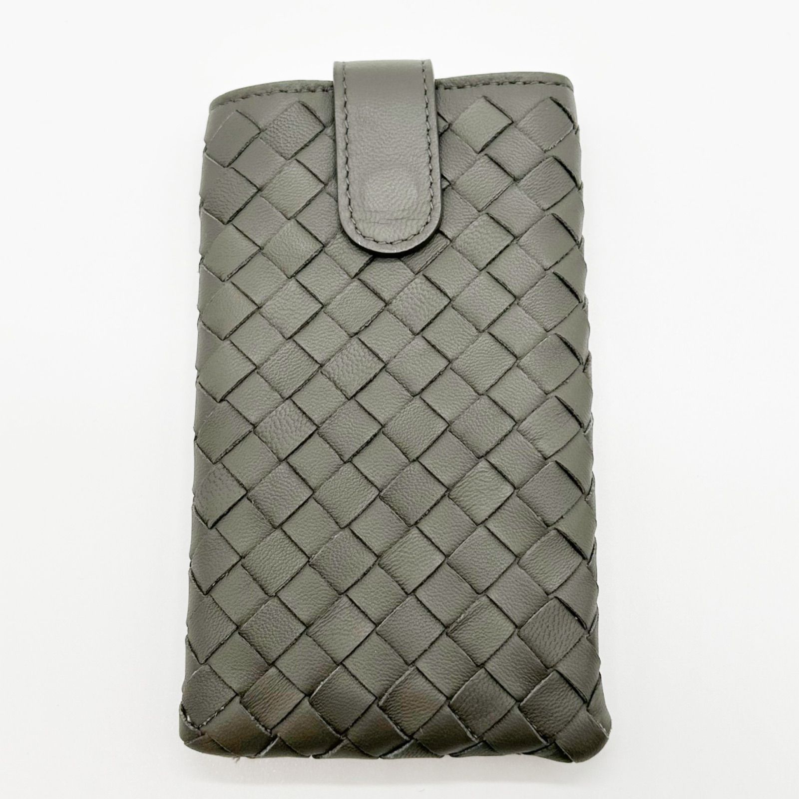BOTTEGA VENTA ボッテガヴェネタ イントレチャート スマホケース グレー レザー 小物入れ