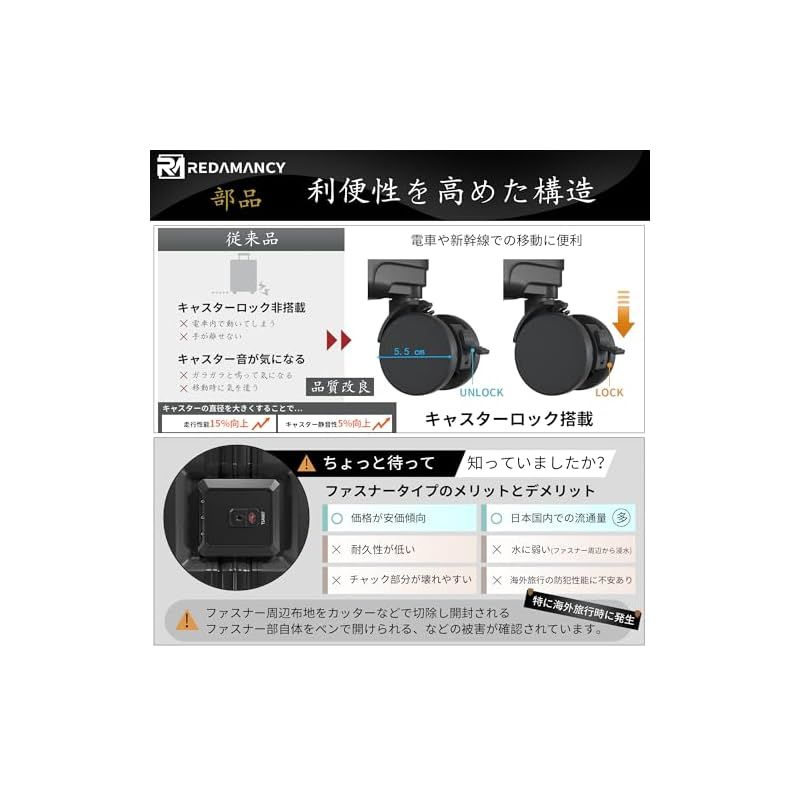 Redamancy 客室乗務員が設計を指導 スーツケース 機内持ち込み 日本企業企画 フロントオープン キャリーケース ストッパー付き 携帯スタンド USBポート付き カップホルダー付き 隠しフック機能 超軽量 耐衝撃 静音 360度回転 1 DECORATOM_COM_BR