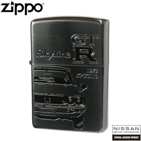 日産 ZIPPO NISSAN SKYLINE GT-R KPGC 110 BK ブラック サテン ミラー コンビメッキ シリアルナンバー入り スカイライン ジッポー ライター ジッポ オイルライター