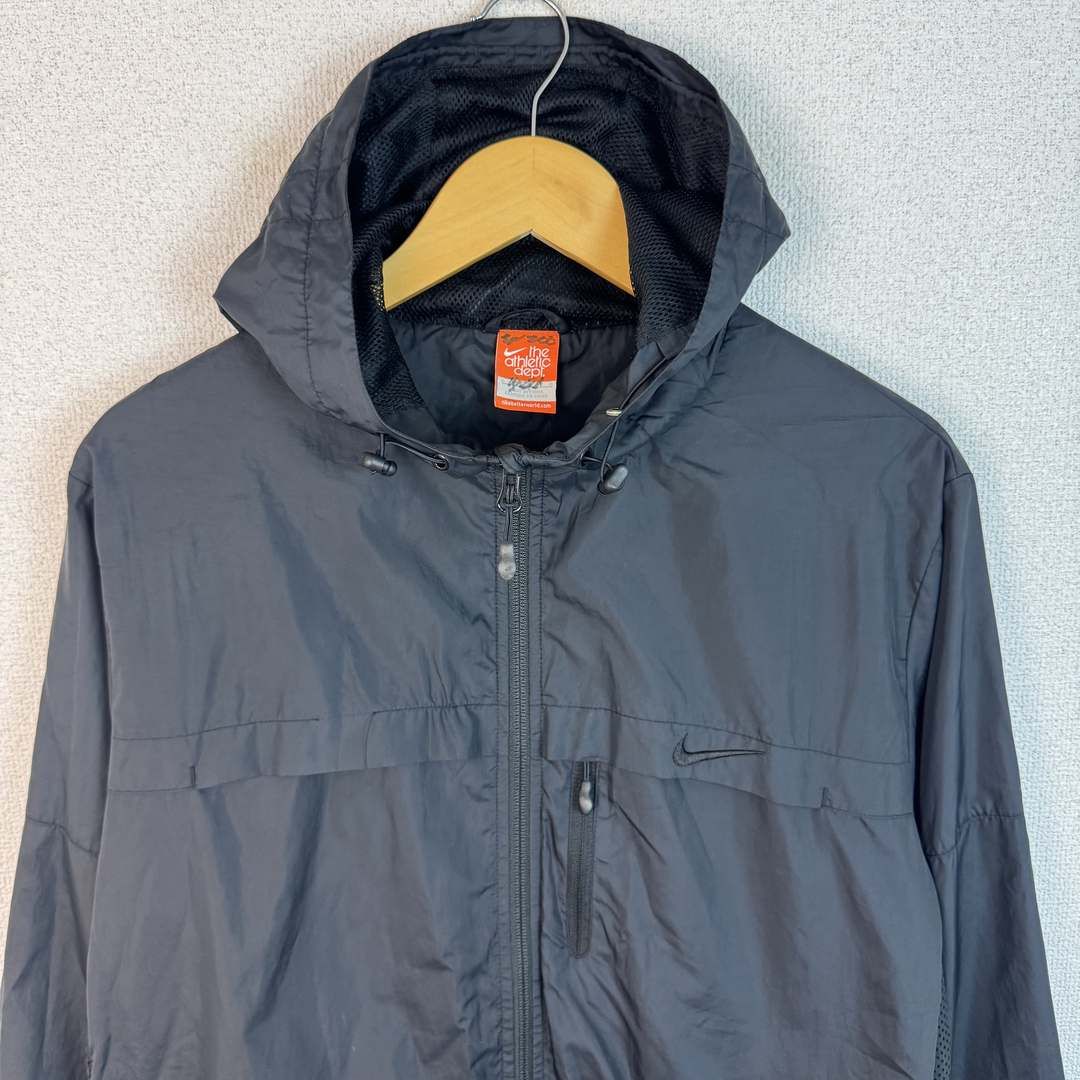 NIKE ナイキ ブルゾン ジャケット 刺繍ロゴ ブラック Lサイズ メンズ 古着 スポーツMIX ストリート テック系