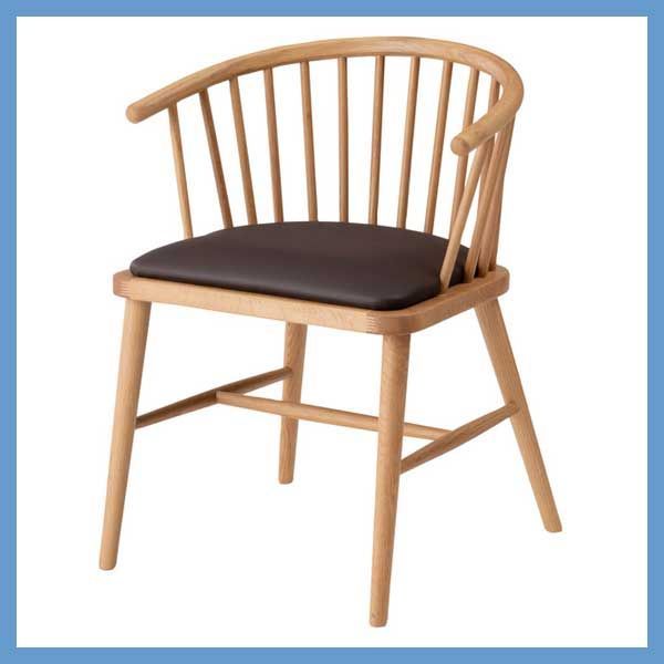 天然木 オーク のウィンザーチェア クッション座面 W52×D52×H73×SH47cm No.76 ソフトレザー