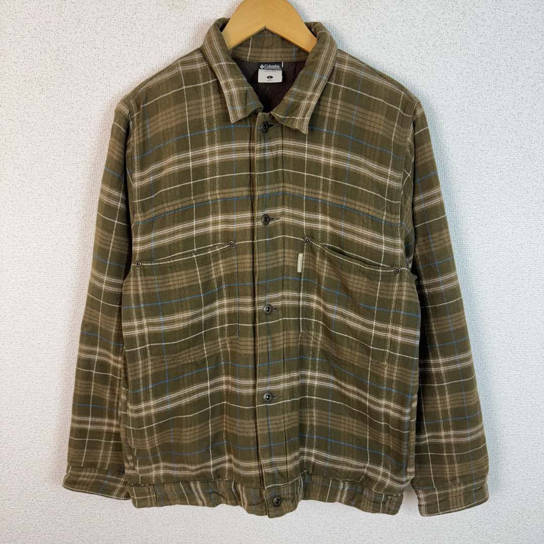 Columbia コロンビア チェック柄 ブルゾン シティーボーイ シャツジャケット 中綿キルティング ブラウン Lサイズ メンズ 古着 アメカジ