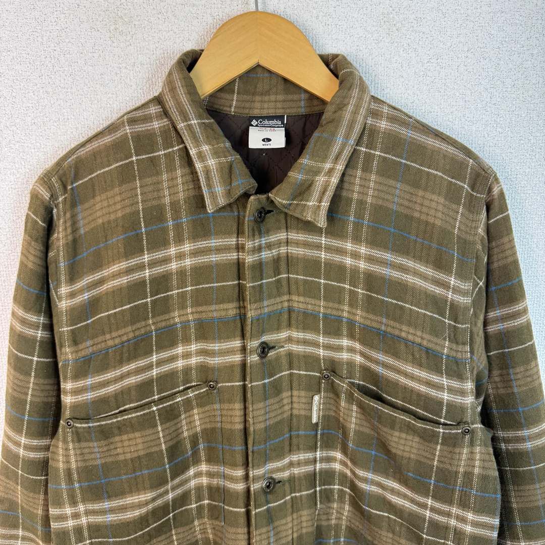 Columbia コロンビア チェック柄 ブルゾン シティーボーイ シャツジャケット 中綿キルティング ブラウン Lサイズ メンズ 古着 アメカジ