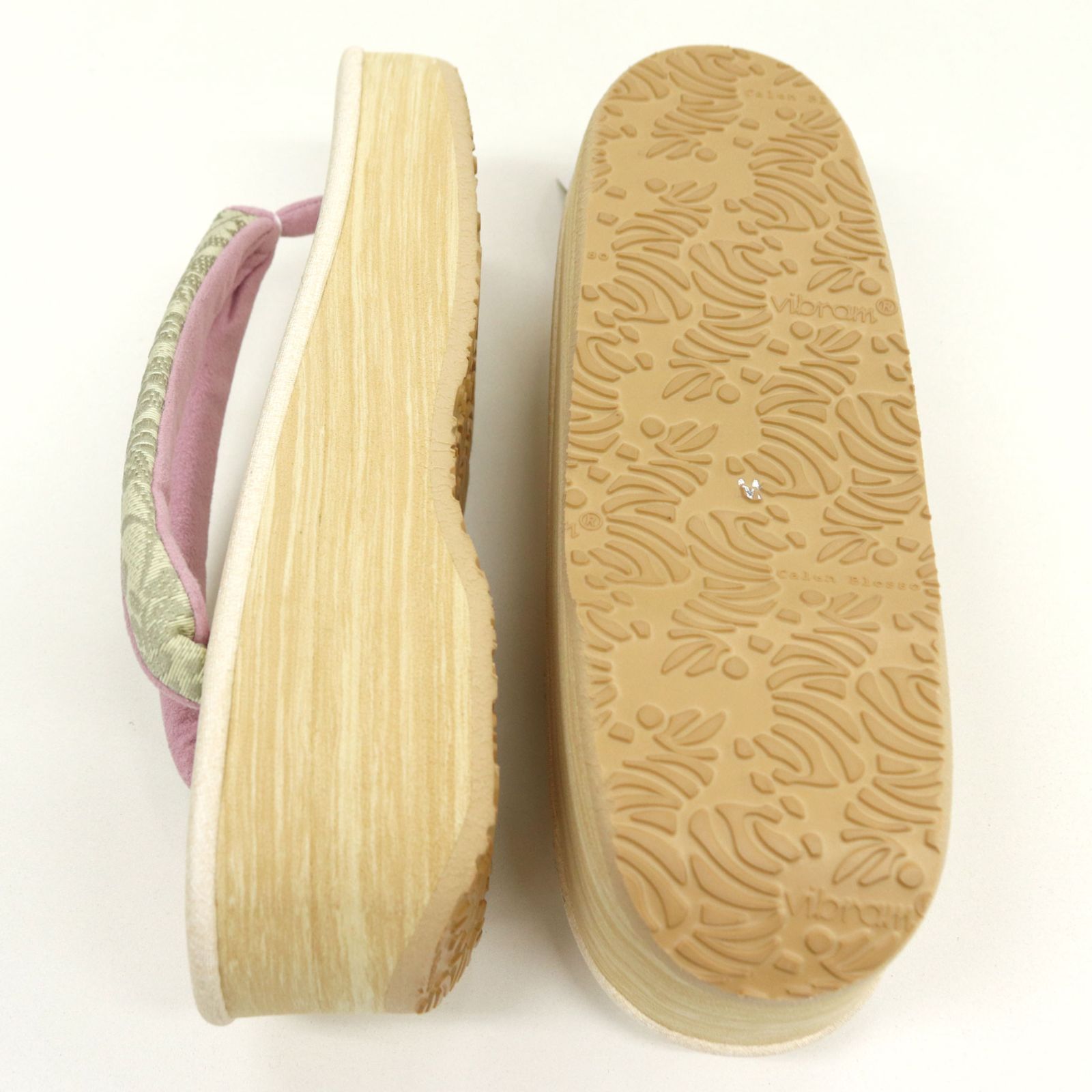 sa3412 菱屋カレンブロッソ 博多織 鼻緒使用 カフェ草履 オフホワイト色 ビブラムソール Mサイズ