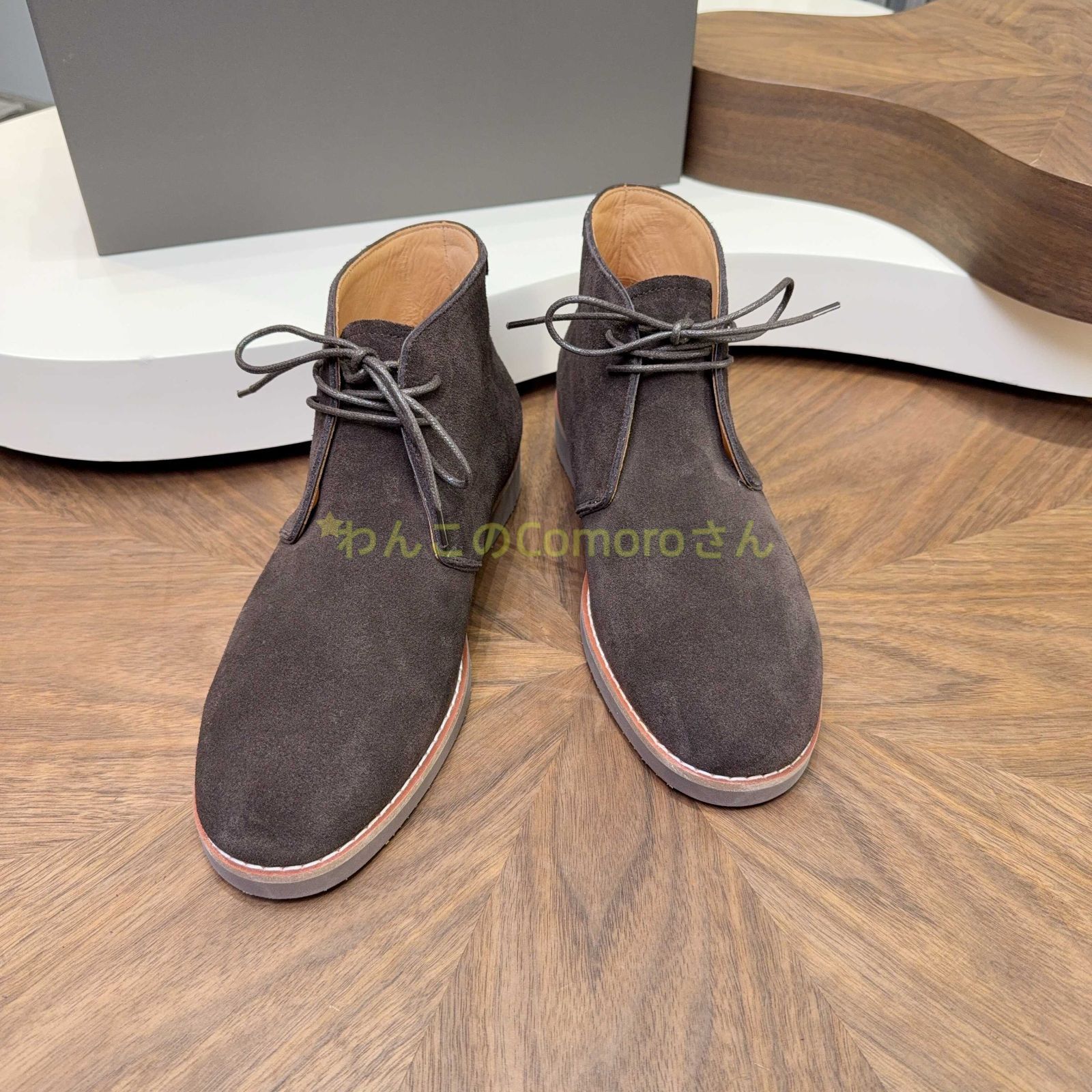 ダークブラウン25.0~27.0cm 送料無料 ブルネロクチネリ メンズスエードデザートブーツ 本革スエード レースアップ カジュアルビジネス ラバーソール GETSMS_ONE