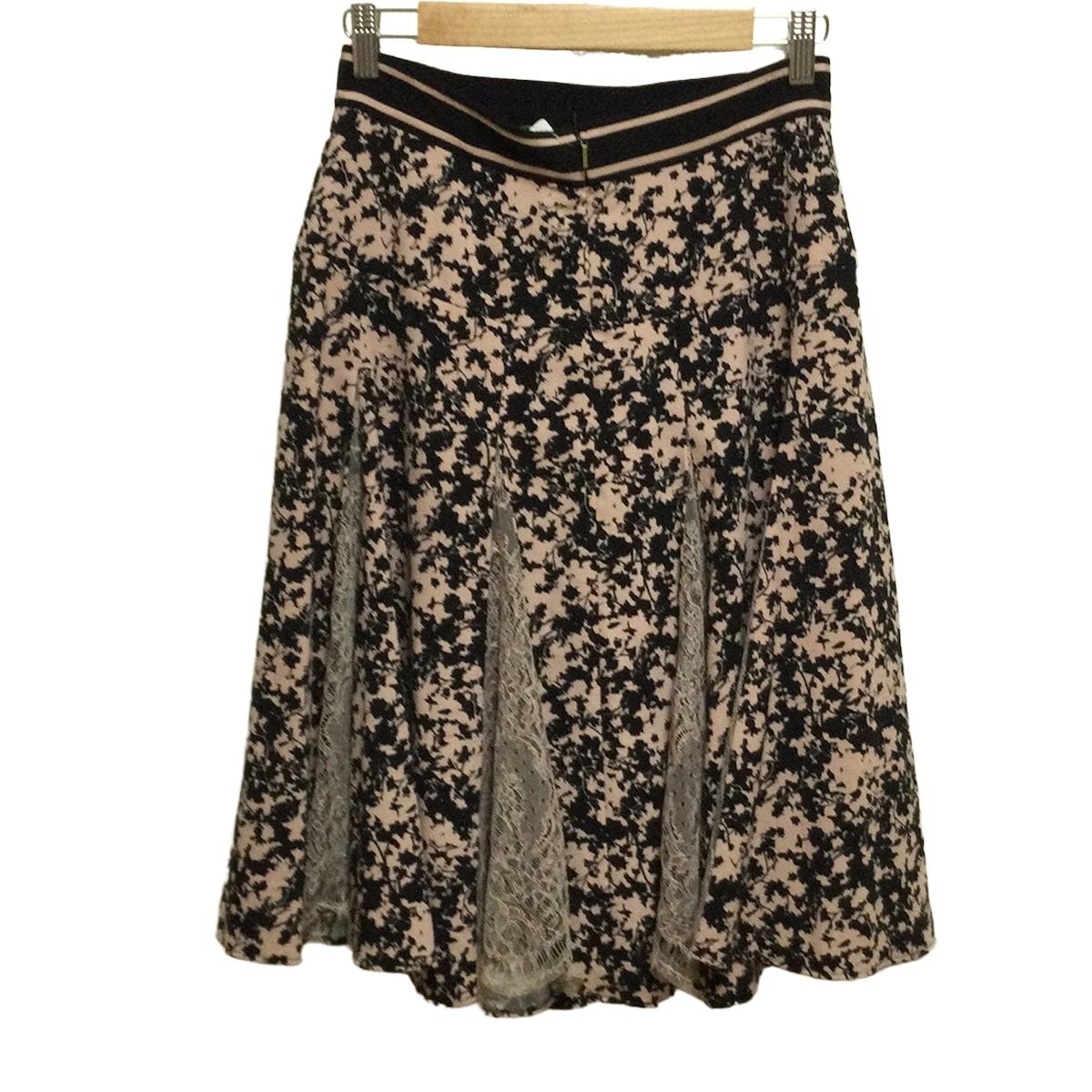 EPOCA エポカ スカート サイズ40 M レディース - 黒×ピンクベージュ ひざ丈 花柄