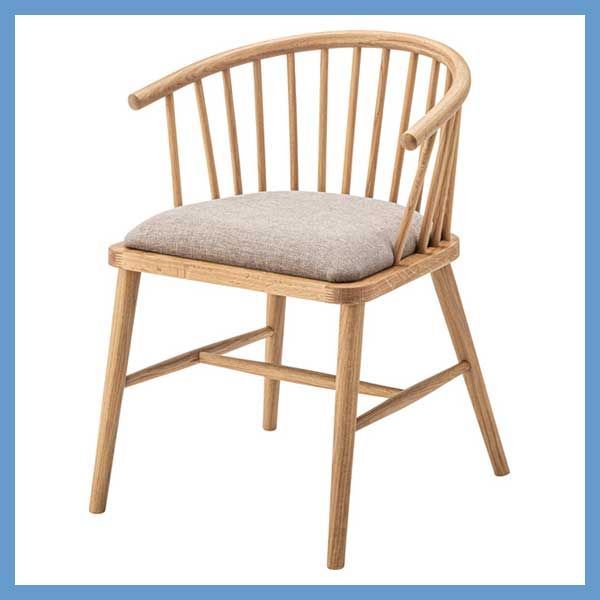 天然木 オーク のウィンザーチェア クッション座面 W52×D52×H73×SH47cm No.76 ファブリック ベージュ