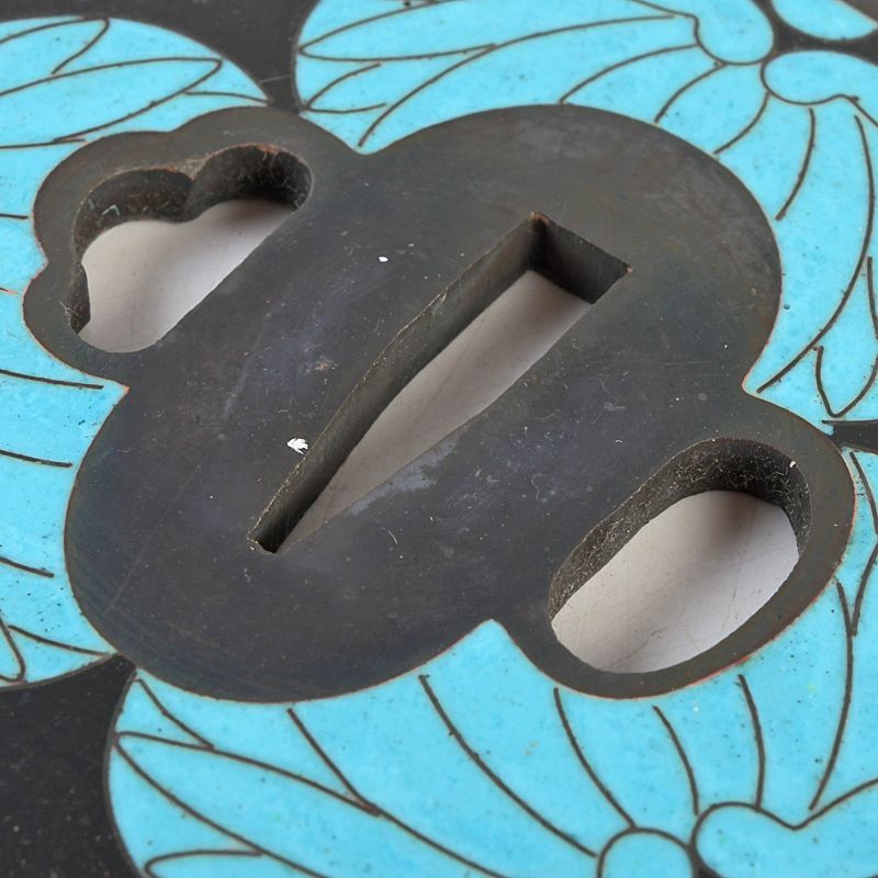 武具 刀装具 銅製 七宝三つ葉葵文 鍔 一對 桐箱付 V S52 - メルカリ