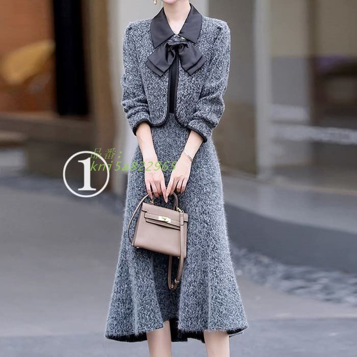 ツイード スカート スーツ レディース リボン 春秋冬 きれいめ 40代 通勤 女子会 お出かけ セレモニー お呼ばれ 30代 60代 ツーピース 50代 フォーマル kni5a822965