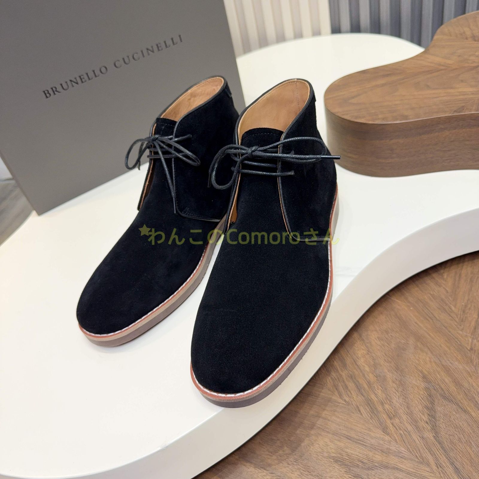 ブルネロクチネリ メンズスエードデザートブーツ