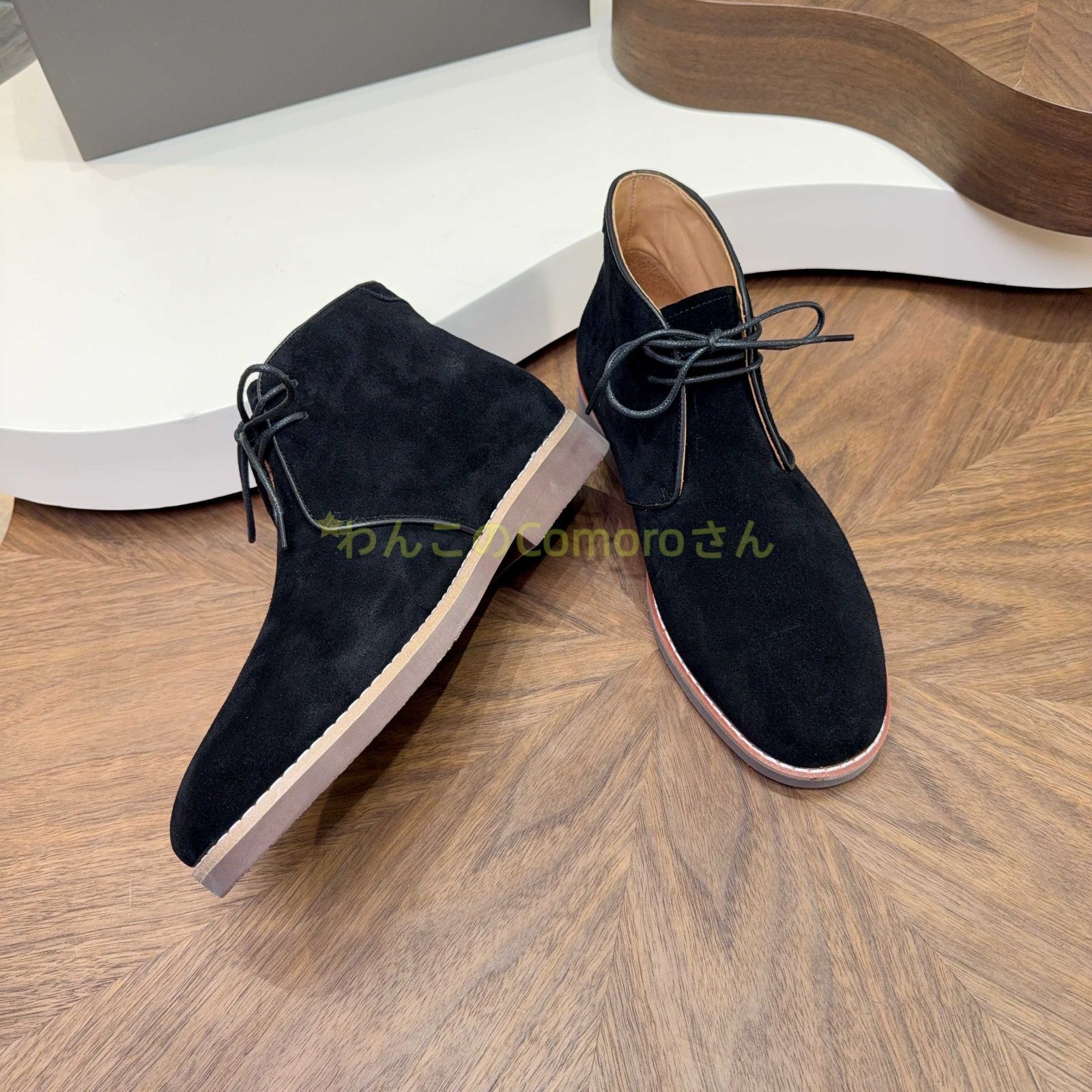  ブラック25.0 27.0 cm ブルネロクチネリ メンズスエードデザートブーツ 本革スエード レースアップ カジュアルビジネス ラバーソール ウエスタンブーツ ブーツ 革靴