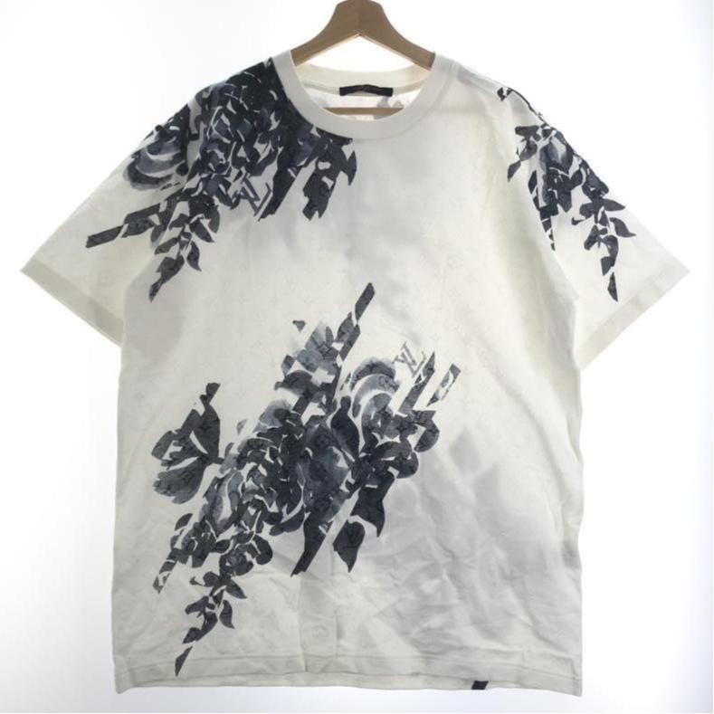 ルイヴィトン 総柄 ボタニカル Tシャツ トップス XLサイズ 中古】LOUIS VUITTON モノグラム ボタニカル柄 Tシャツ XL ホワイト