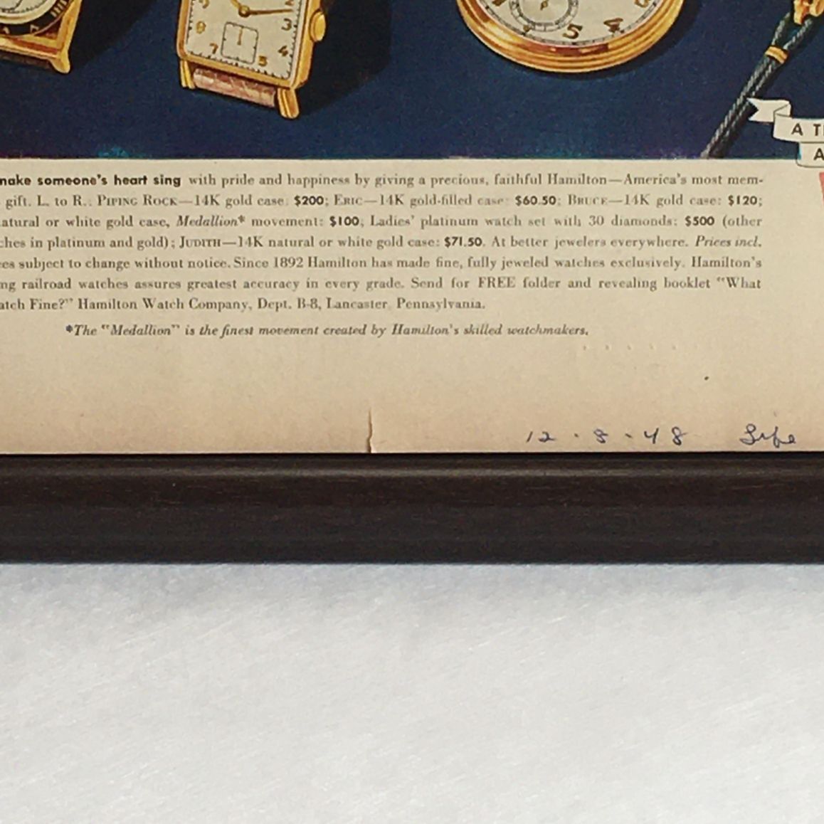 ビンテージ 広告 ポスター 『 ハミルトン 』 50's・60's オリジナル