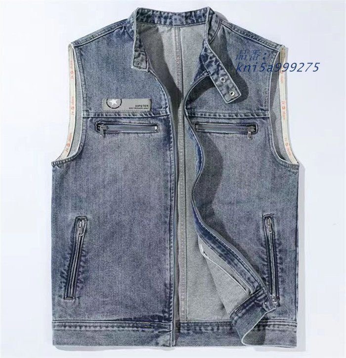デニムベスト メンズ デニム ジレ チョッキ ベスト ノースリーブ 春秋 カジュアル バイクベスト kni5a999275