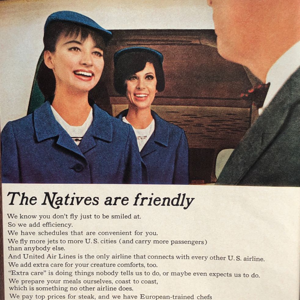 界的有名なポスター 超レア60年代オリジナルユナイテッド航空ポスター
