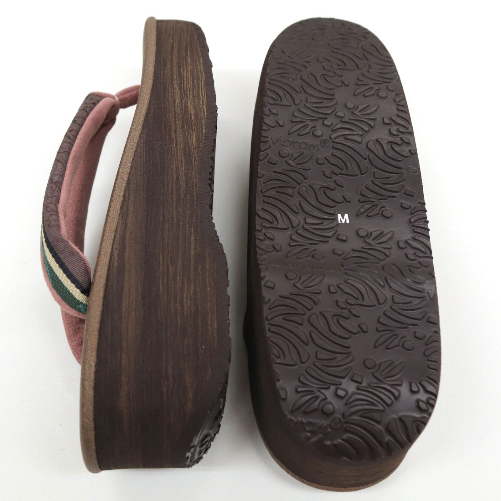 sa3415 菱屋カレンブロッソ 博多織 鼻緒使用 カフェ草履 焦げ茶 ビブラムソール Mサイズ