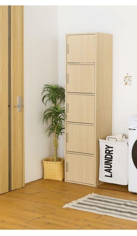 白井産業 収納棚 ラック ストッカー 5段の扉付き収納 同シリーズで組み合わせ自由自在 一人暮らしの部屋や狭いスペースにぴったりサイズ ナチュラルブラウン木目柄 ベーシックデザイン 幅43×奥行39.3×高さ179.7cm FUL-18455DNA フルニコ