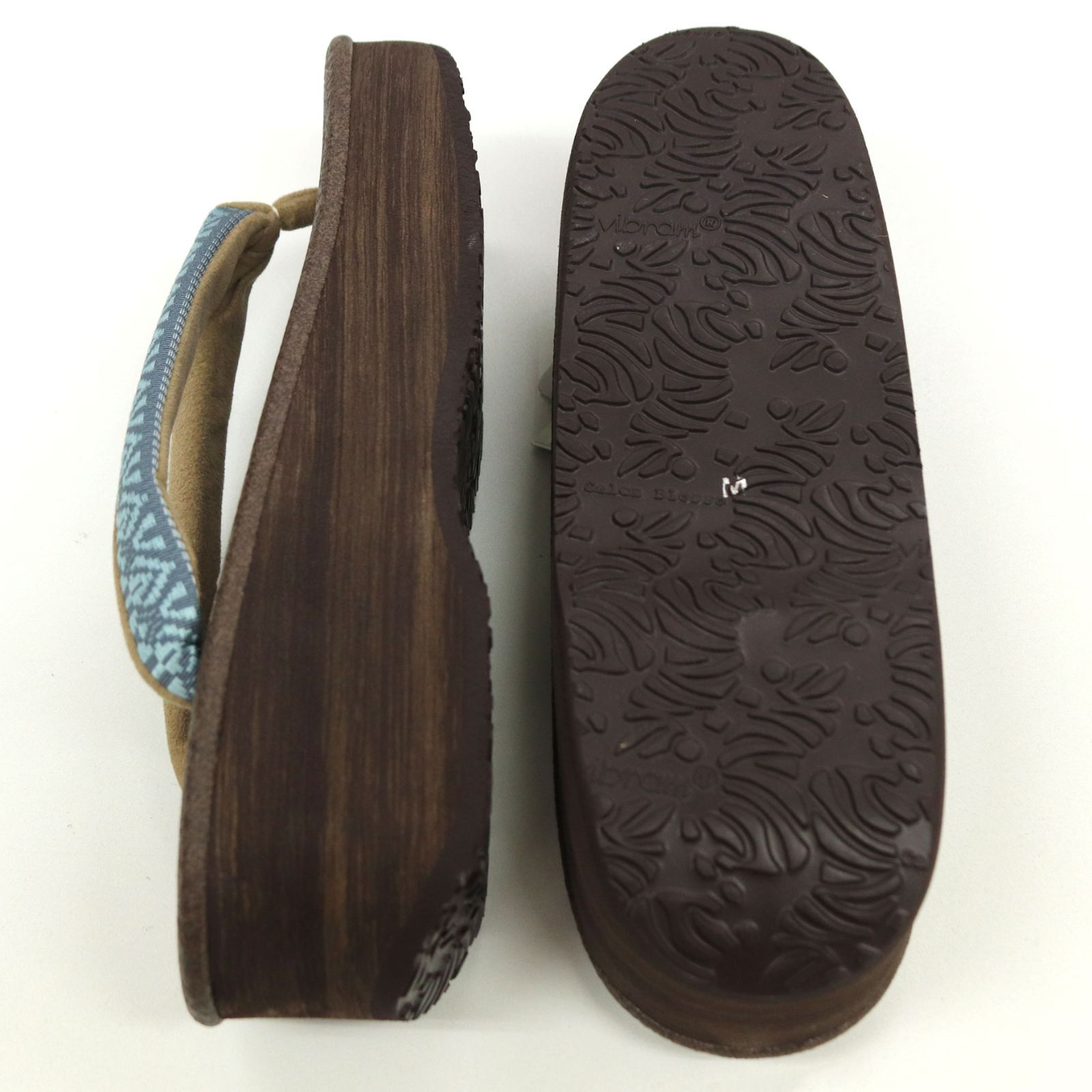 sa3416 菱屋カレンブロッソ 博多織 鼻緒使用 カフェ草履 焦げ茶 ビブラムソール Mサイズ