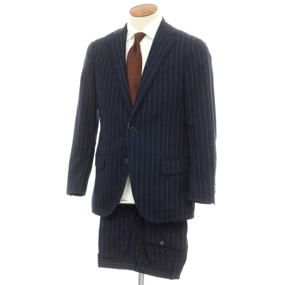 中古】ラルディーニ LARDINI ウールコットン ストライプ 3つボタン 