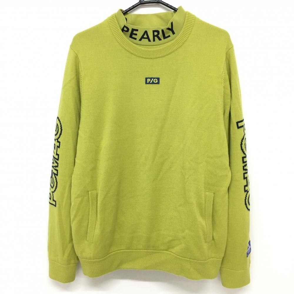 超 パーリーゲイツ ツインセーター ライムグリーン×ネイビー 裏地付セーター ウール混 メンズ 6 XL ゴルフウェア PEARLY GATES