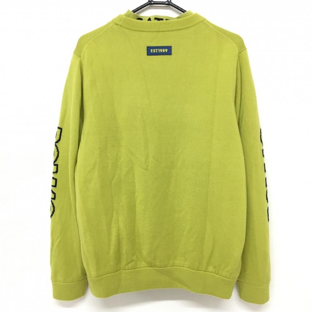 超 パーリーゲイツ ツインセーター ライムグリーン×ネイビー 裏地付セーター ウール混 メンズ 6 XL ゴルフウェア PEARLY GATES