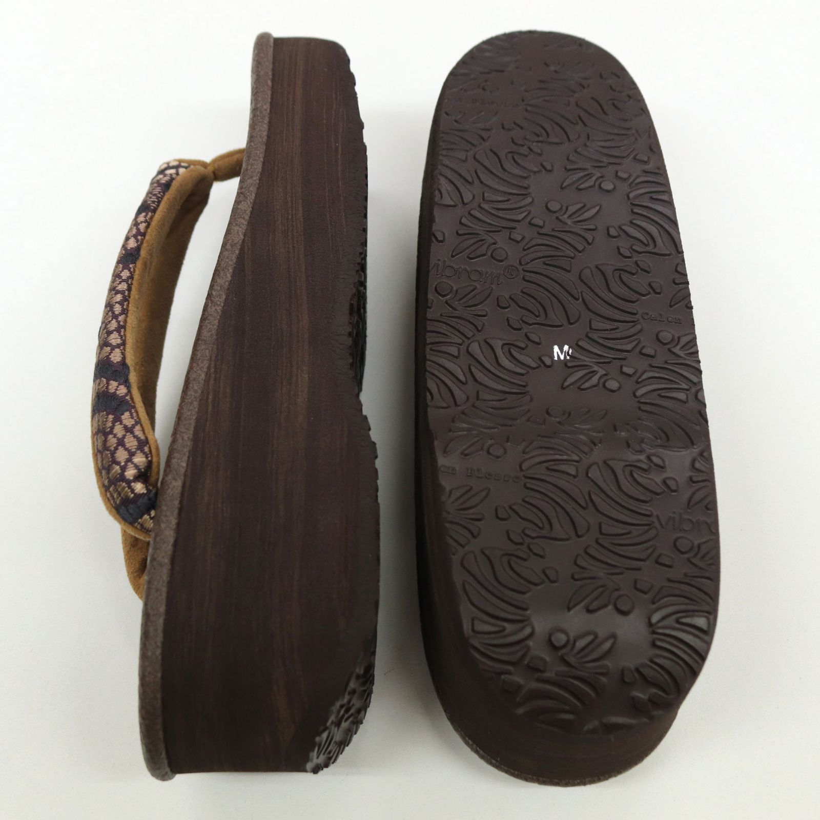 sa3403 菱屋カレンブロッソ 博多織 鼻緒使用 カフェ草履 焦げ茶 ビブラムソール Mサイズ