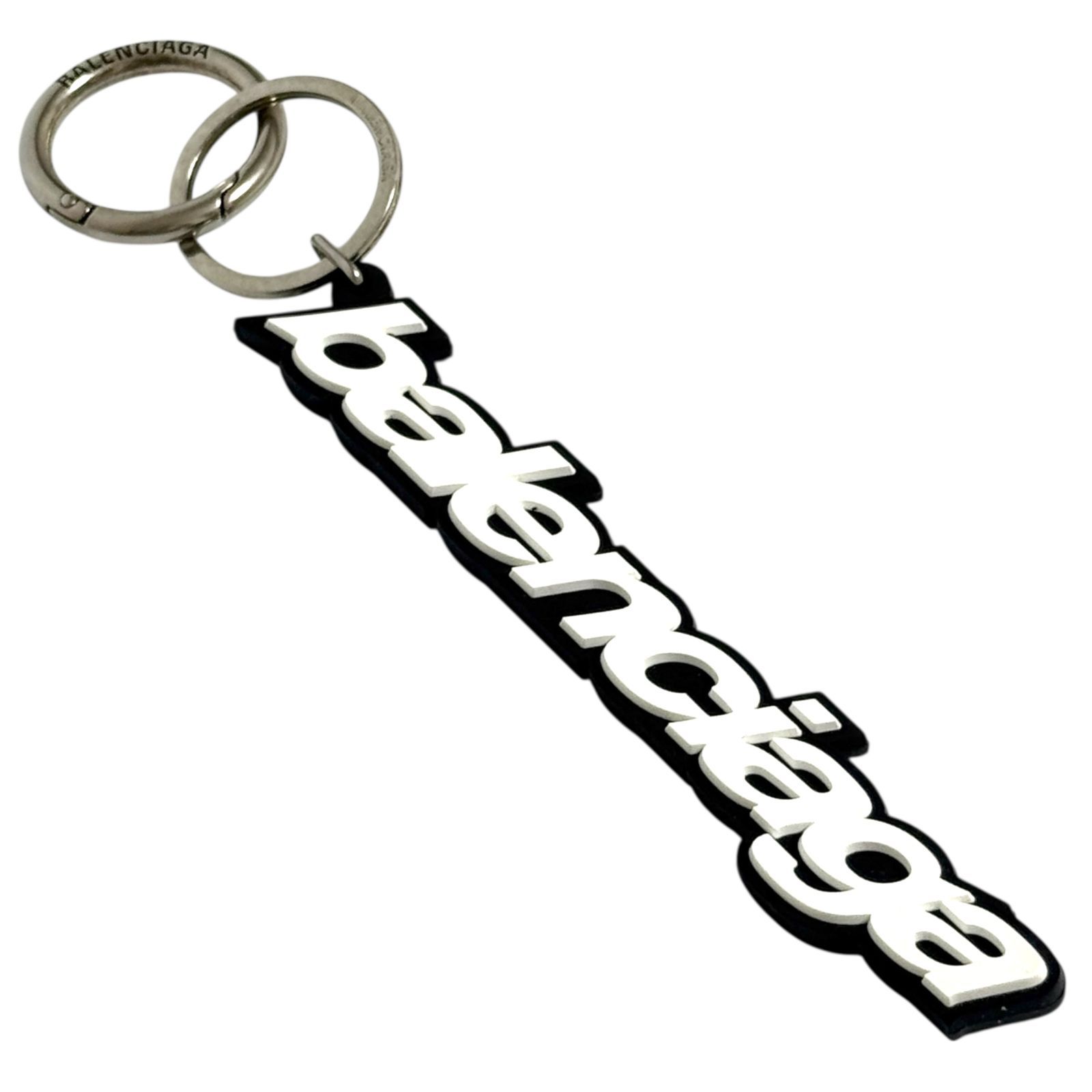 バレンシアガ メンズ キーホルダー キーリング バッグ チャーム ラバー ロゴ
