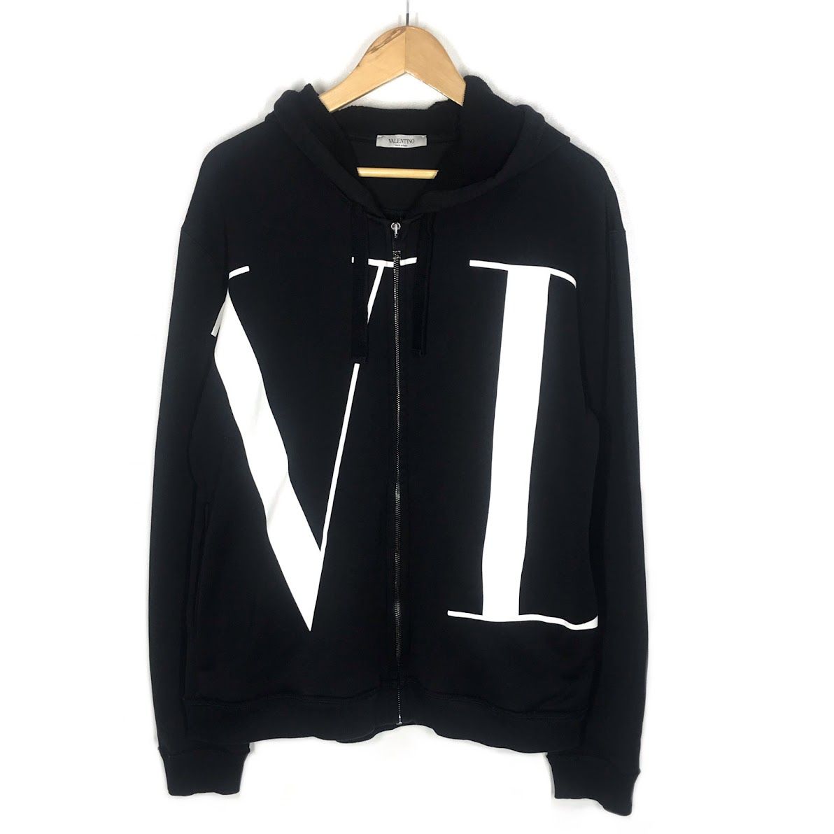 倉吉店 Valentino ヴァレンチノ パーカー VLTNビッグプリント ジップパーカー SV3MF12L592 ブラック サイズ L 108
