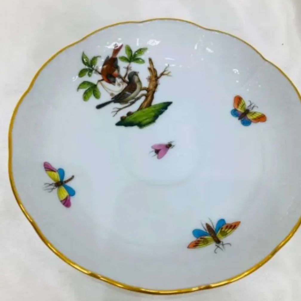 A 保管品 HEREND ヘレンド ロスチャイルド 鳥 バード RO コーヒーカップ＆ソーサー アンティーク 1客 おしゃれ 祝い インテリア ブランド 感