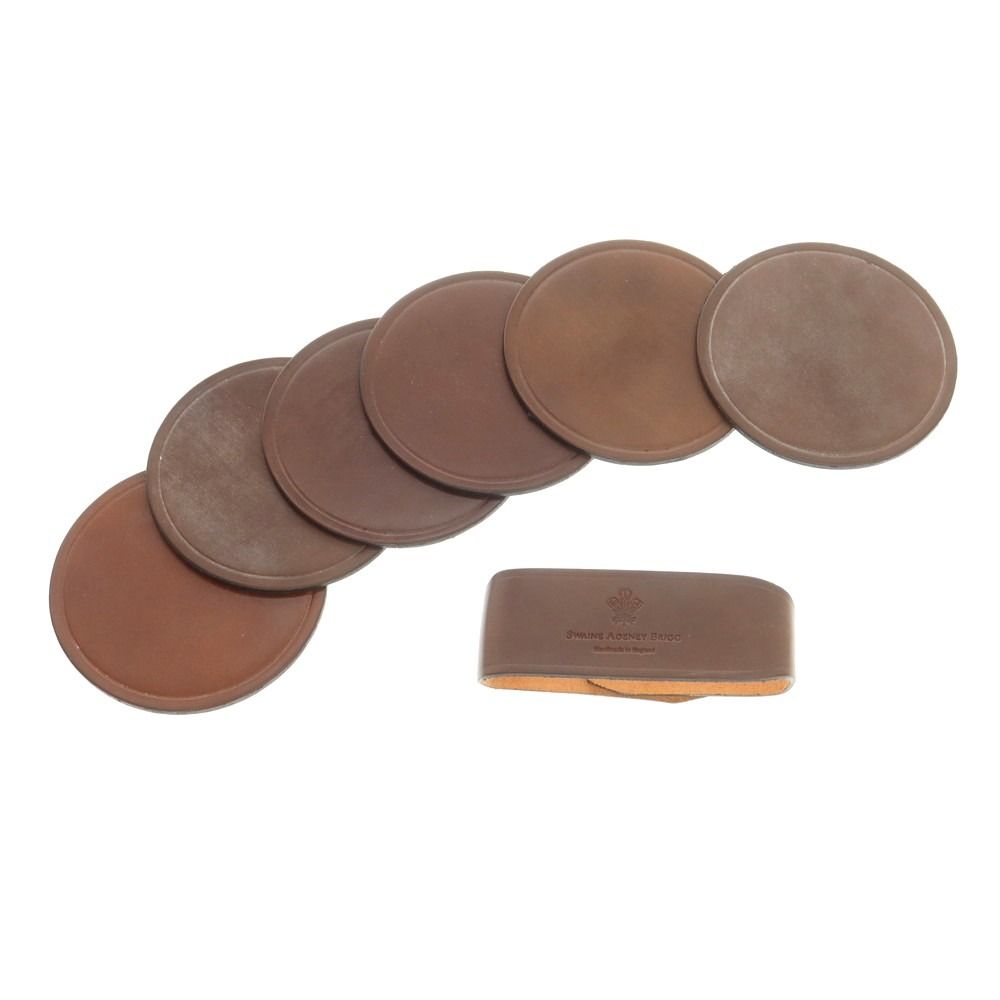 スウェイン アドニー ブリッグ SWAINE ADENEY BRIGG ブライドルレザー コースター セット ダークブラウン メンズ