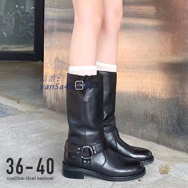 バイカー ブーツ ロング レディース 秋 冬 高見え ヒール きれいめ シンプル おしゃれ 韓国ファッション カジュアル ミドルバイカーブーツ 韓国コーデ yan5a492786