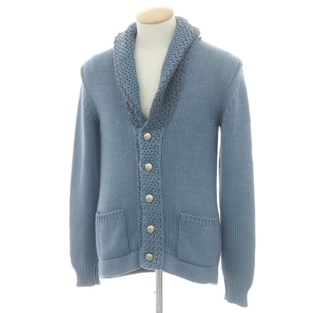 ダークブルー ショールカラー カーディガン ボリオリ 中古】ボリオリ BOGLIOLI コットン ニット ショールカラー