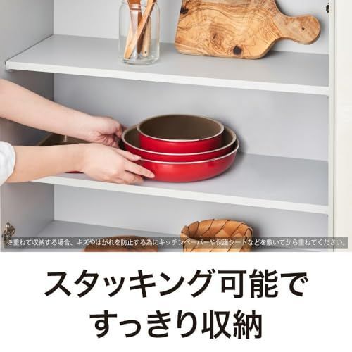 エバークック フライパンセット 8点セット  着脱式 IH対応 レッド 1年保証 ドウシシャ エバークック フライパンセット 8点セット IH対応 ガス火対応 着脱式