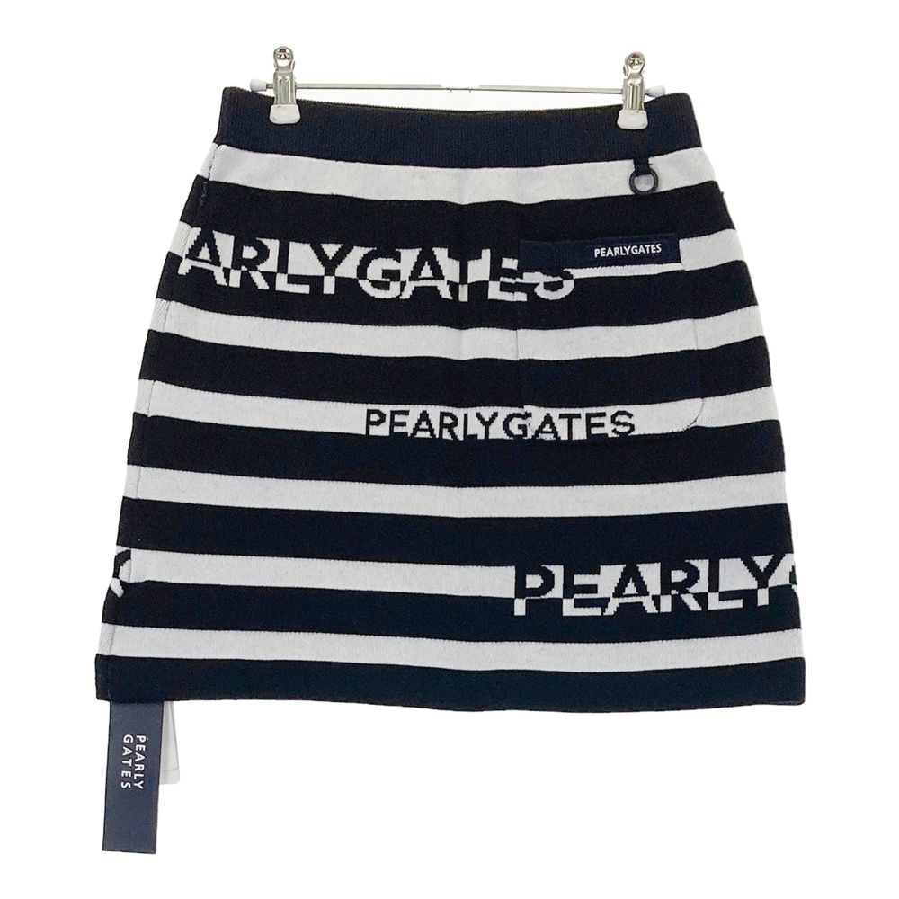サイズ 1 PEARLY GATES パーリーゲイツ 055-2234124 ニットスカート ロゴ ボーダー柄 ブラック系 240101543764 ゴルフウェア レディース ストスト
