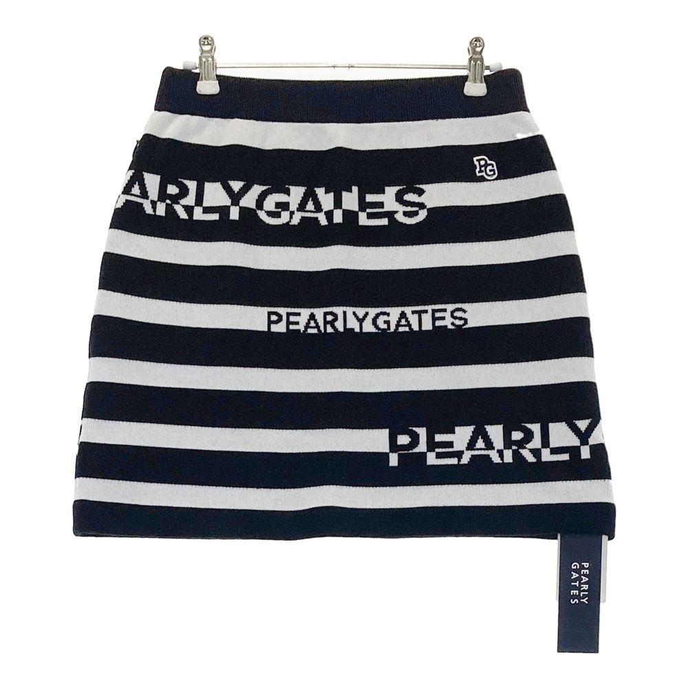 サイズ 1 PEARLY GATES パーリーゲイツ 055-2234124 ニットスカート ロゴ ボーダー柄 ブラック系 240101543764 ゴルフウェア レディース ストスト