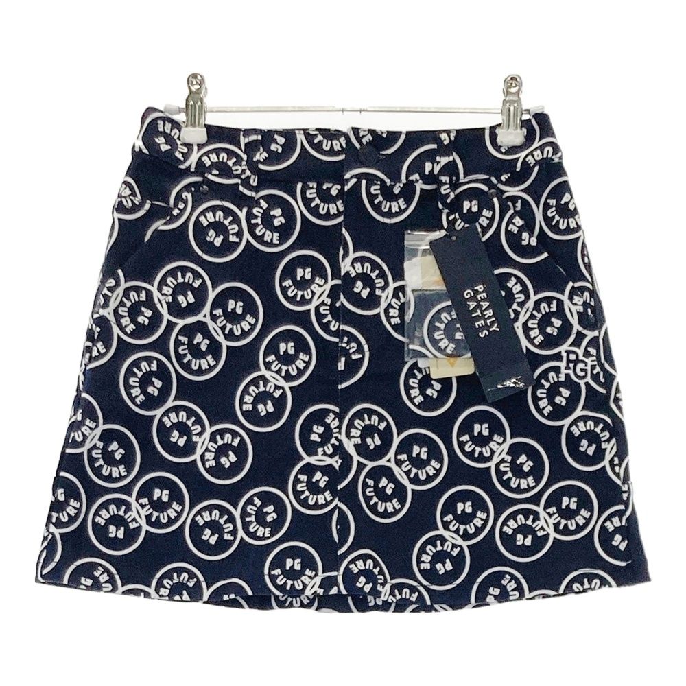 サイズ 00 PEARLY GATES パーリーゲイツ 055-2134012 ストレッチスカート FUTURE NIKO ニコちゃん 総柄 ネイビー系 240101543784 ゴルフウェア レディース ストスト