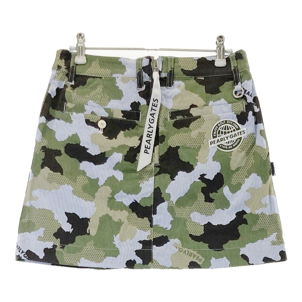 サイズ 0 PEARLY GATES パーリーゲイツ 055-2134520 ストレッチスカート 迷彩 カモフラ ストライプ柄 ブルー系 240101543792 ゴルフウェア レディース ストスト