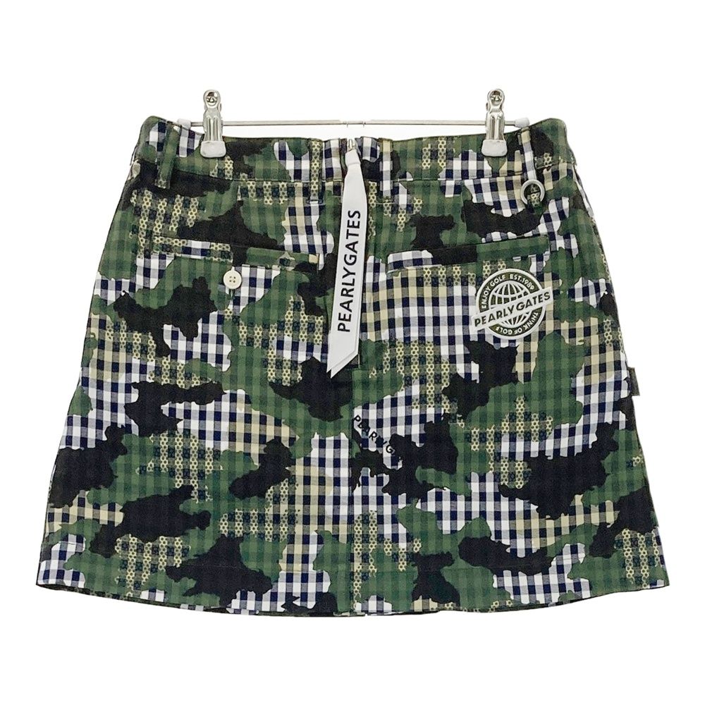 サイズ 1 PEARLY GATES パーリーゲイツ 055-2134520 ストレッチスカート 迷彩 カモフラ チェック柄 ネイビー系 240101543793 ゴルフウェア レディース ストスト