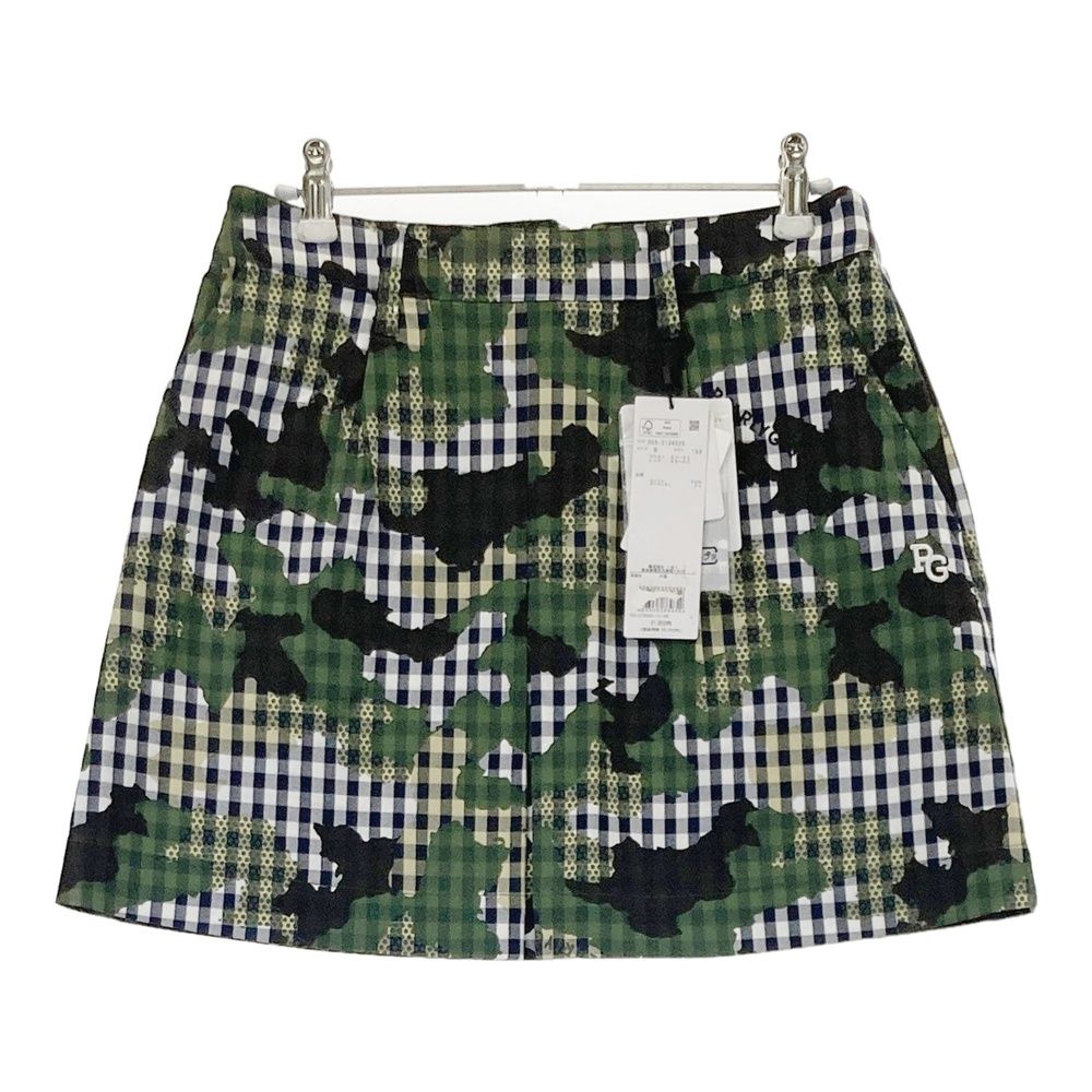 サイズ 0 PEARLY GATES パーリーゲイツ 055-2134520 ストレッチスカート 迷彩 カモフラ チェック柄 ネイビー系 240101543795 ゴルフウェア レディース ストスト