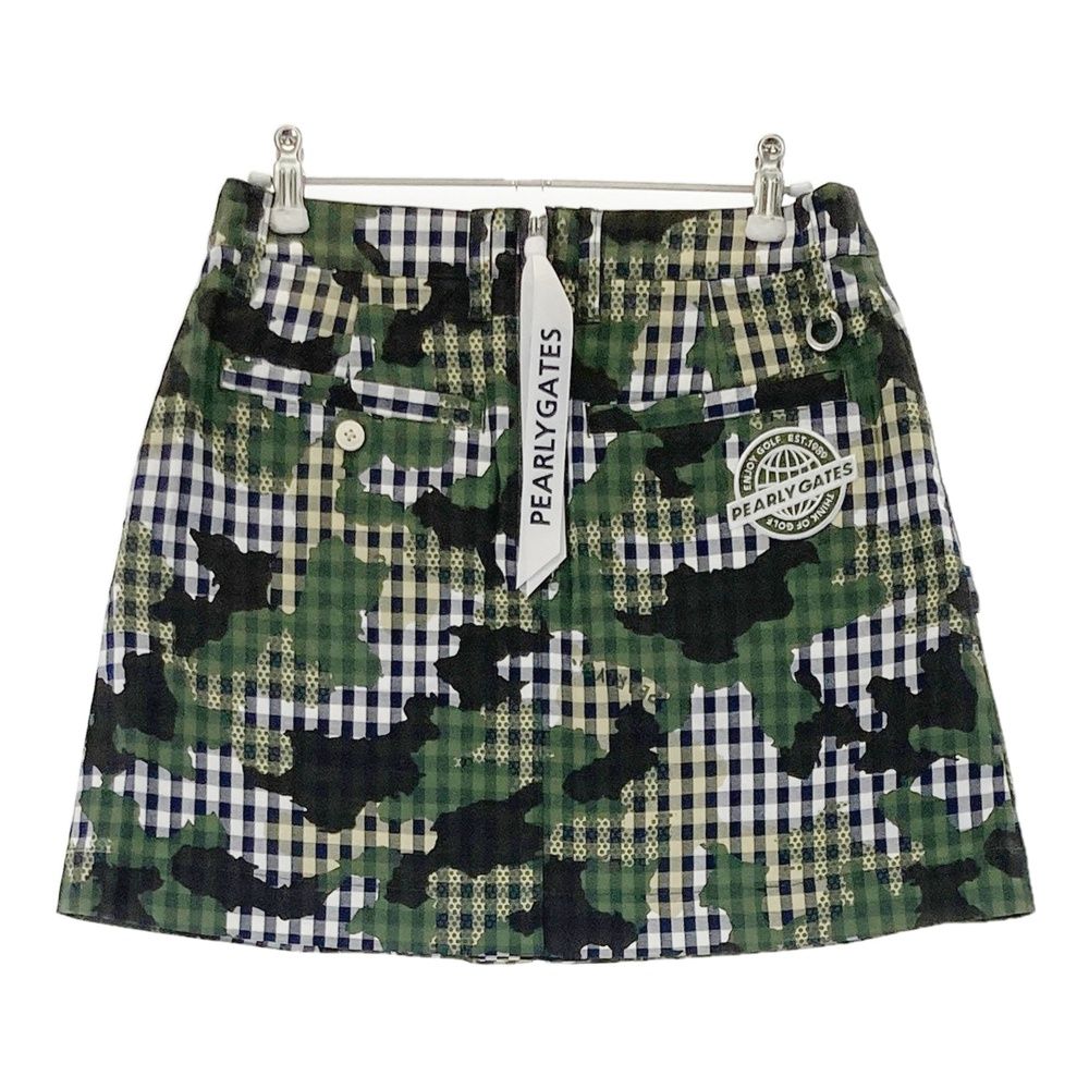 サイズ 0 PEARLY GATES パーリーゲイツ 055-2134520 ストレッチスカート 迷彩 カモフラ チェック柄 ネイビー系 240101543795 ゴルフウェア レディース ストスト
