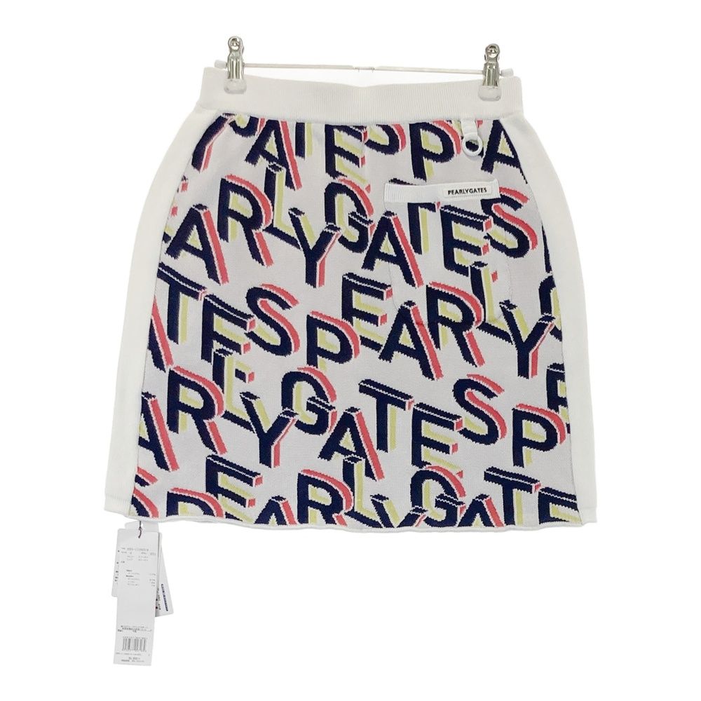 サイズ 0 PEARLY GATES パーリーゲイツ 055-1134314 ニットスカート ロゴ柄 ホワイト系 240101543818 ゴルフウェア レディース ストスト
