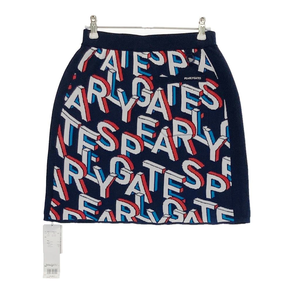 サイズ 0 PEARLY GATES パーリーゲイツ 055-1134314 ニットスカート ロゴ柄 ネイビー系 240101543819 ゴルフウェア レディース ストスト