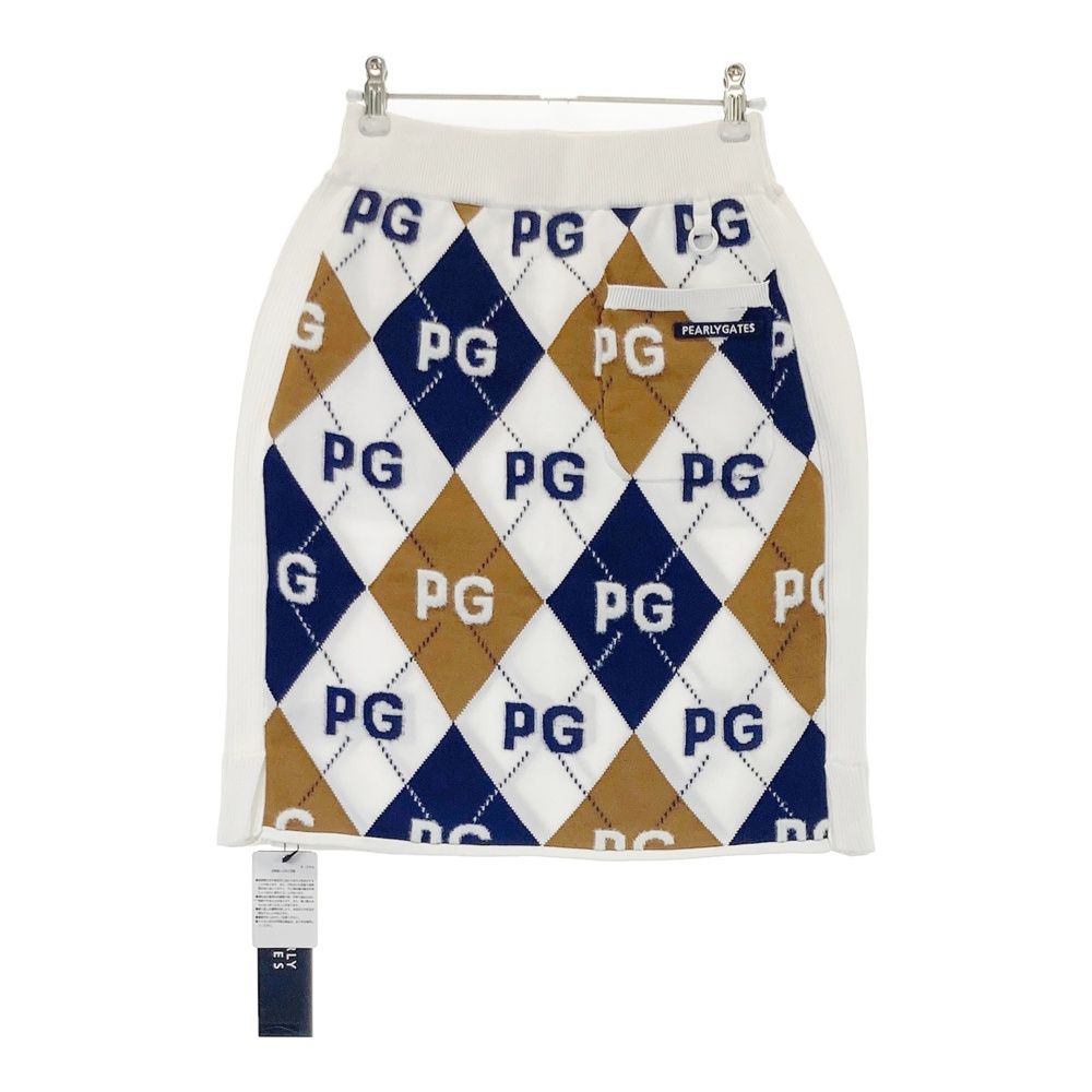 サイズ 0 PEARLY GATES パーリーゲイツ 055-1234914 ニットスカート アーガイル柄 ホワイト系 240101543826 ゴルフウェア レディース ストスト