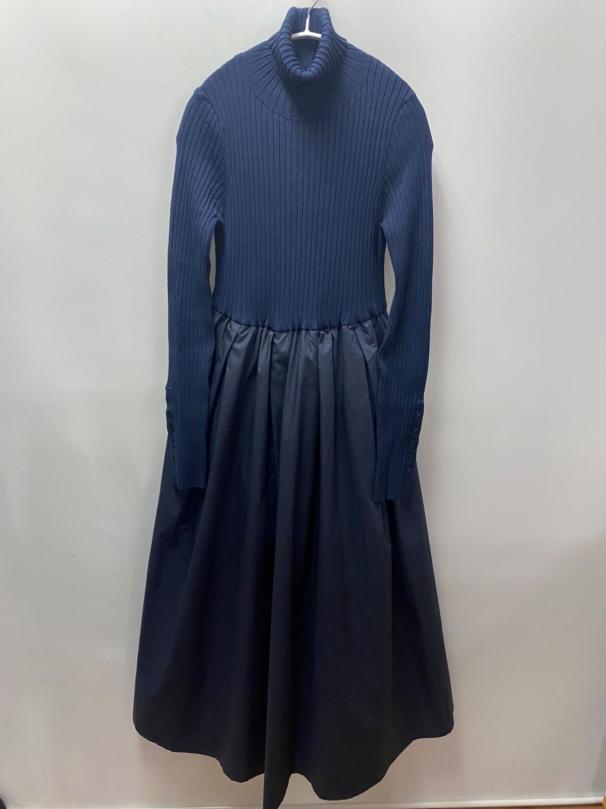 Regleam リブニット切り替えマキシワンピース ネイビー サイズM - メルカリ