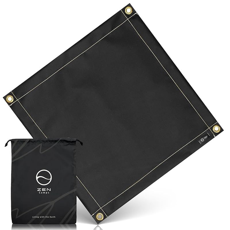 ZEN Camps 焚き火シート スパッタシート 焚き火台シート チクチクしない シリコン ブラック 黒 耐火 耐熱 防炎 防火 シート キャンプ 芝生保護 日本ブランド 95*95cm オリジナル収納袋付