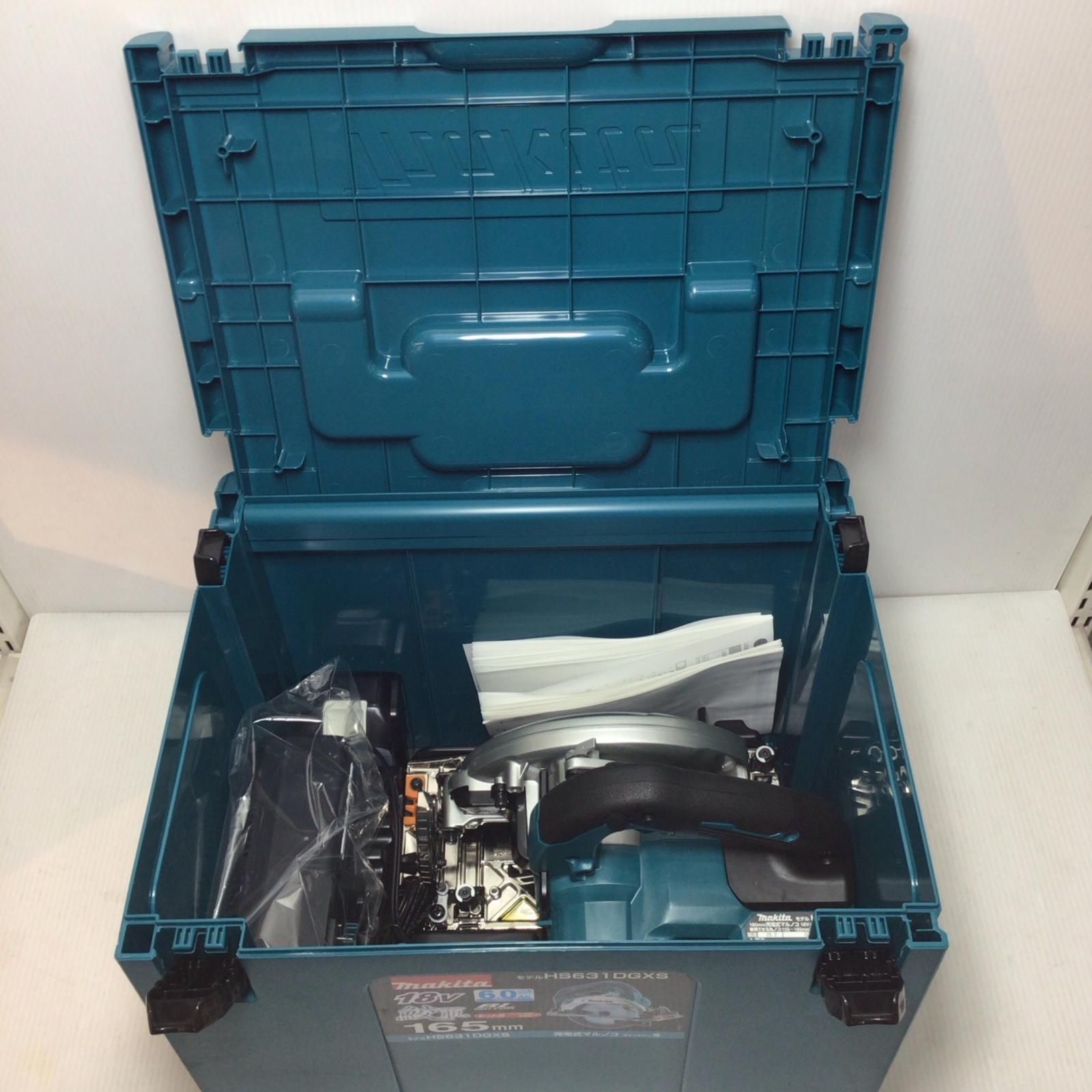 ΘΘMAKITA マキタ 丸のこ ♥品 S 充電器 充電池2個 ケース付 コードレス式 165mm 18v 322941 HS631DGXS ブルー