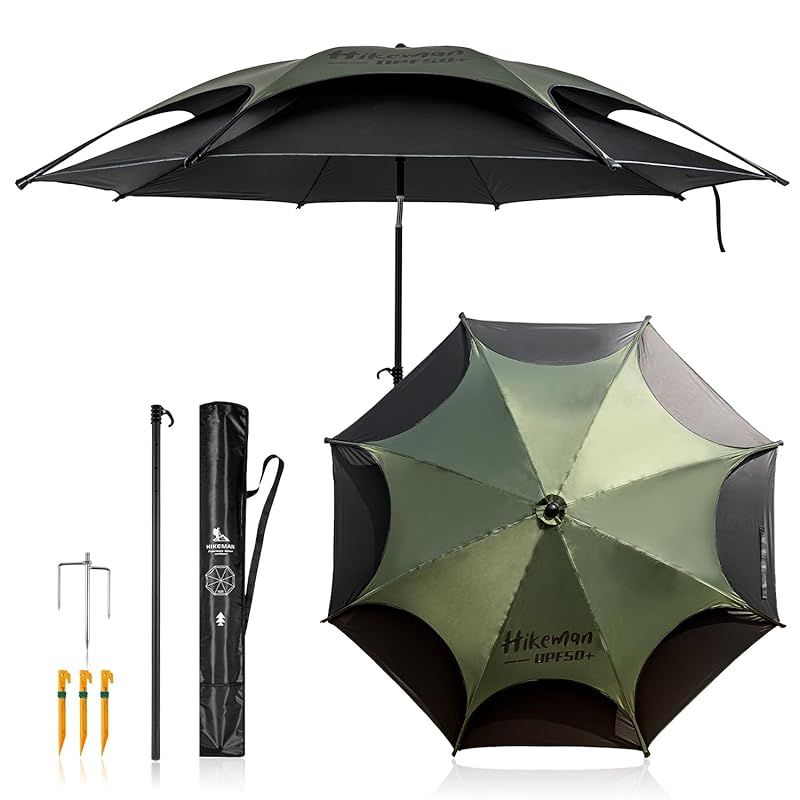パラソル 釣り 風に強い 大型 釣り用パラソル ビーチパラソル 二層式 チルト機能付き UVカット 防水 軽量 持ち運び 収納袋付き 釣り傘 フィッシングパラソル アウトドア キャンプ グリーン×ブラック 直径200cm 0